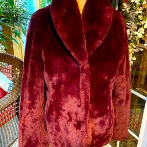 Burgundy Faux Fur Girls Jacket